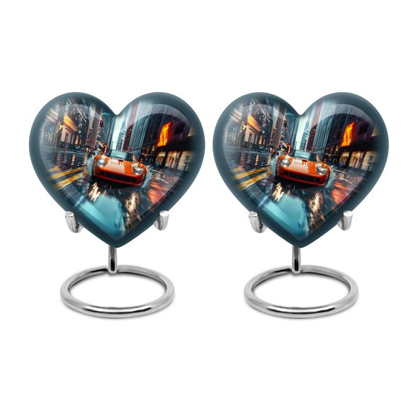 Racing Through Rain - Companion Urns - Sunbeam Radiance Urn - Bright And Uplifting Design For Adult Farewell - Light-filled Memorial - 3 Inch, Set Of 2