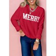 thumbnail image 1 of I AM A FASHION JUNKY Racing Red MERRY Letter Pattern Christmas Raglan Sleeve Sweater, 1 of 3