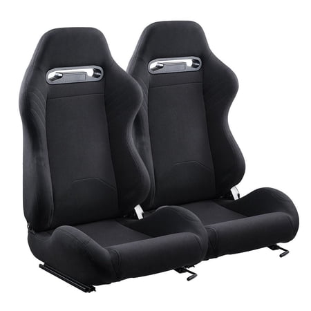 Racing Seat, 2 Set, Adjustable Racing Cockpit with Wide Angle Reclining & High-Resilience Foam, Comfortable Racing Chair with Polyester Fabric & Q235B Slider, Fit for Racing Cars & Go-Karts
