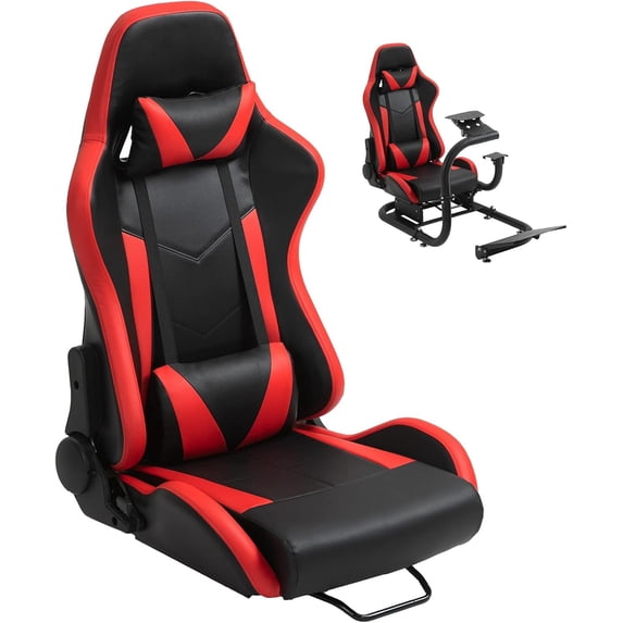 Racing Seats Double Slide Rails Universal Racing Seats with Neck Waist Pillows fit Racing Simulator Cockpit Stand,Backrest 180 ° Ergonomic Adjustment,NO Stand