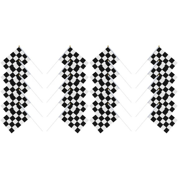 FENGGUIQU Race Car Checkered Flags 20pcs Nonwoven Fabric Handheld Racing Signals