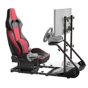 Racing Simulator Cockpit with Monitor Mount Fits for Logitech G923/G29/G920, Fanatec, Thrustmaster, and PXN, Adjustable Driving Simulators Without Handbrake, Pedals, Shift and Monitor