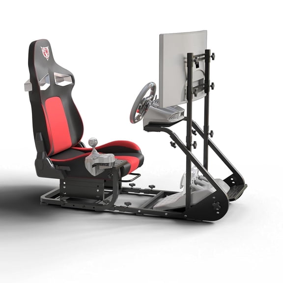 Racing Simulator Cockpit with Monitor Mount Fits for Logitech G923/G29/G920, Fanatec, Thrustmaster, and PXN, Adjustable Driving Simulators Without Handbrake, Pedals, Shift and Monitor