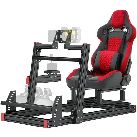 Racing Simulator Cockpit Stand with Elite Series Racing Seats for Logitech/Thrustmaster/Fanatec G29 G920 G923 T80 T300,djustable Steering Wheel Stand,Not Included Wheel,Pedals & Shifter