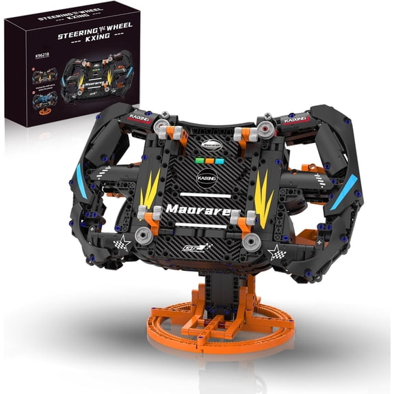 Ylutex Racing Simulator Steering Wheel Building Block Set, Mechanical Formula Sim Cars Driving Collectible Model Kit with Moving Parts & Phone Holder(935PCS)