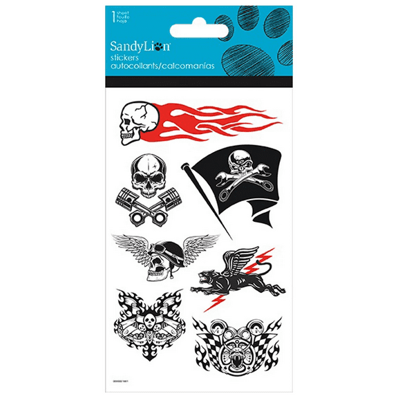 Racing Skulls Reflective Stickers, Assorted Designs Including Pirate, Halloween Themes, Customize Notebooks, Phones, Photos, Add Bold Identity to Your Gear with Eye Catching Skull Decals, Red