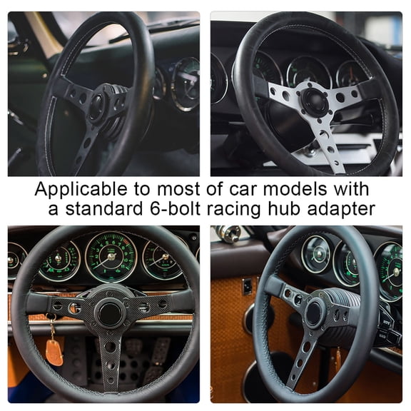 Racing Steering Wheel, Aluminum Alloy Antirust Car Steering Wheel 350mm Dia With Horn Button For MOMO Prototipo Style 6-Bolt