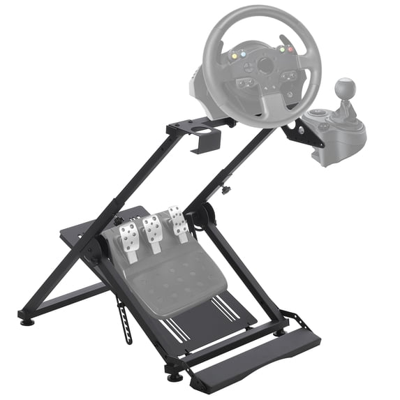 Racing Steering Wheel Bracket,Suitable for PC and Video Game Consoles G25 G27 G29 G920 Thrustmaster T330TS Gaming Cockpit Height Adjustable Folding Gaming Steering Wheel Bracket (Not Included),Black