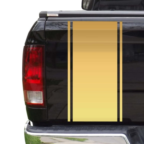 Racing Stripes Sport Lines Styling Straight Lines Truck Tailgate Vinyl Decal Sticker Compatible with Most Pickup Trucks … (11" x 25", Gold (Metallic))