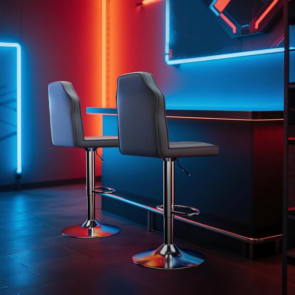 Racing Style Bar Stools Set of 2 with Backrest and Footrest, Adjustable Swivel Counter Height Chairs for Kitchen Island Home Bar