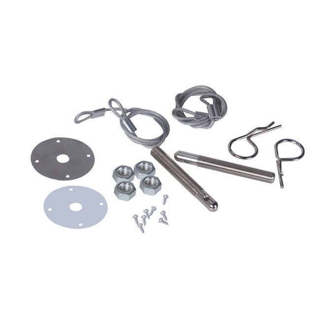 Racing Style Stainless Steel Mount Hood Pin Pins Plate Lock Kit