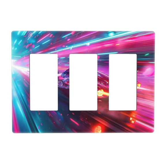 Racing Switch Cover Decorative Wall Plate 3-Gang Screwless Standard Size