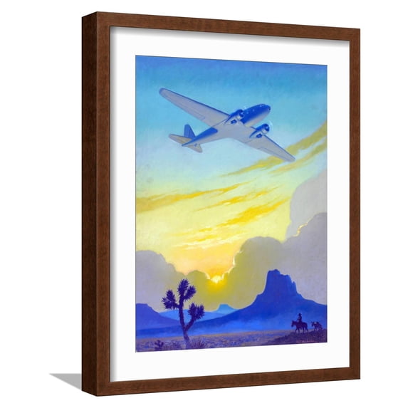 Art.com Racing The Sun Art Print by Ruehl Frederick Heckman, Brown Frame Wall Art, 17" x 21"
