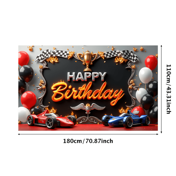 Racing Theme Banner Decorative Design Colorful Balloons Party Backdrop for Birthday Party Kids Celebration