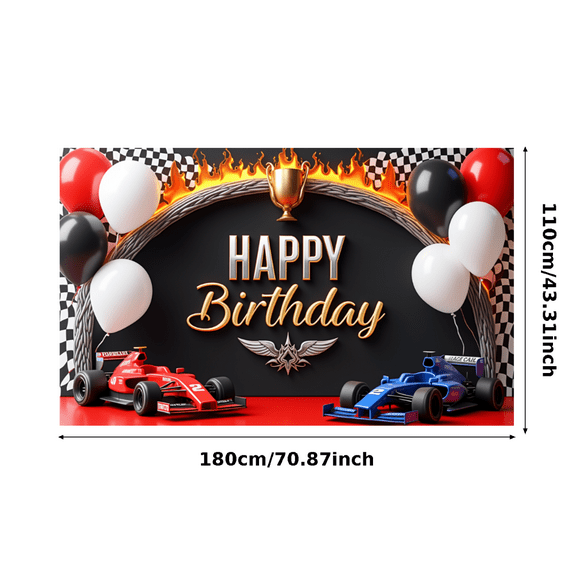 Racing Theme Banner Decorative Design Colorful Balloons Party Backdrop for Birthday Party Kids Celebration