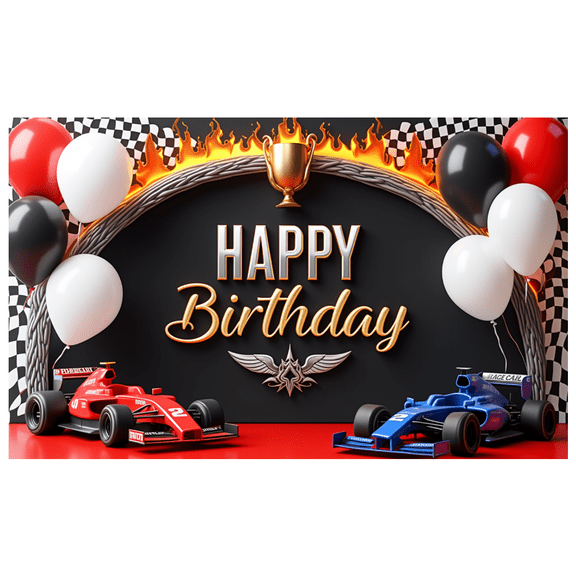 Racing Theme Banner Decorative Design Colorful Balloons Party Backdrop for Birthday Party Kids Celebration