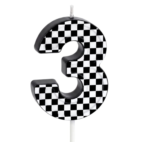 Racing Themed Number 3 Birthday Candle, 2.76 Inch Large Cake Candle, Vibrant Party Celebion Candle, Great for Birthday Parties, Showers, Bakery Shop Decor