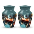 thumbnail image 1 of Racing Through Rain - Large Urns For Human Ashes Adult Female - Designer Urn Collection - Stylish Ashes Storage - Chic Memorial Options - 3 Inch, Set Of 2, 1 of 1