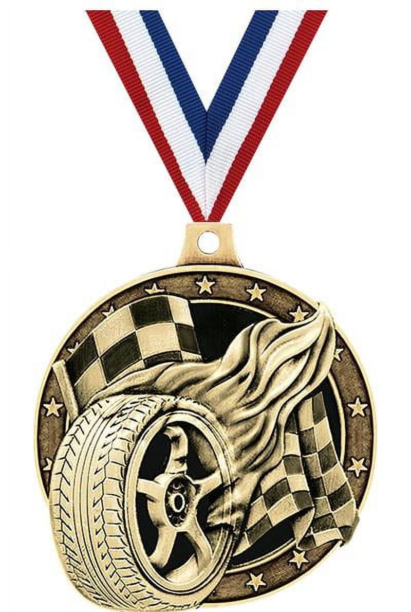 Racing Tire Medals, 2" Gold Diecast Racing Tire Medal Award 5 Pack