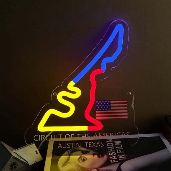 Racing Track Neon Sign for Wall Decor,United States Circuit Raceway LED ...