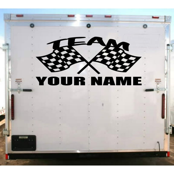 Racing Trailer Your Team Name Decal Custom Text Vinyl Sticker 02