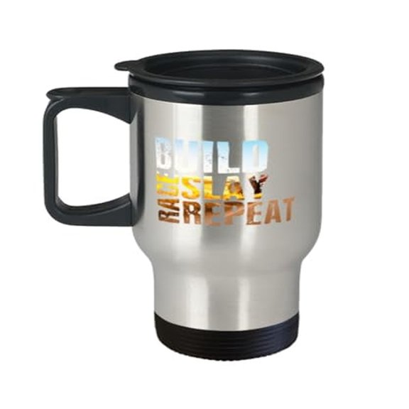 Racing Travel Mug - Build Race Slay Repeat - 14oz Portable Cup Gift for Car Lovers