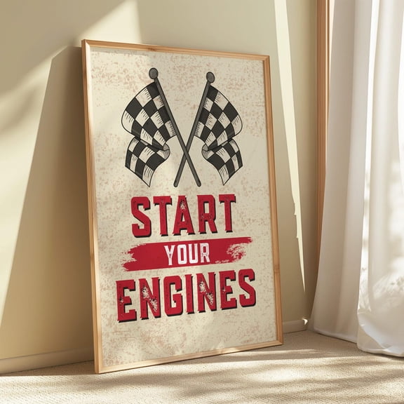 Racing Wall Art Start Your Engines Race Flag Garage Decor