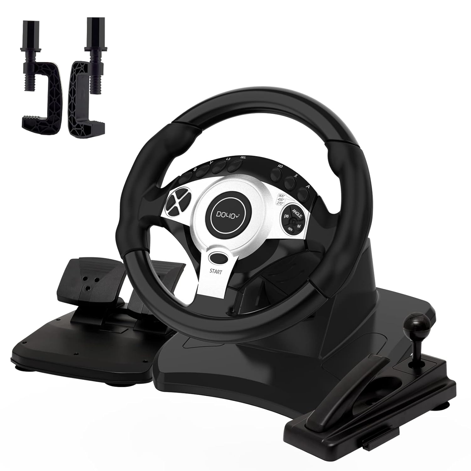 Racing Wheel with 270/900° Rotation, PC Steering Wheel with Pedals