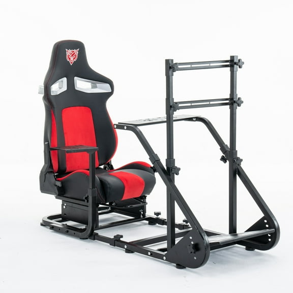 Racing Wheel Cockpit with Enhanced Stability Compatible with Fanatec, PXN, Thrustmaster, Logitech, Adjustable, Excludes Handbrake, Pedals, Monitor