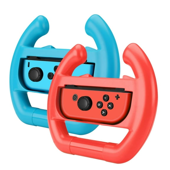 Racing Wheel for Nintendo Switch / Switch OLED Joy-Con Controller (Set of 2 Red + Blue) Racing Steering Wheel Controller Accessory Grip Handle Kit Attachment