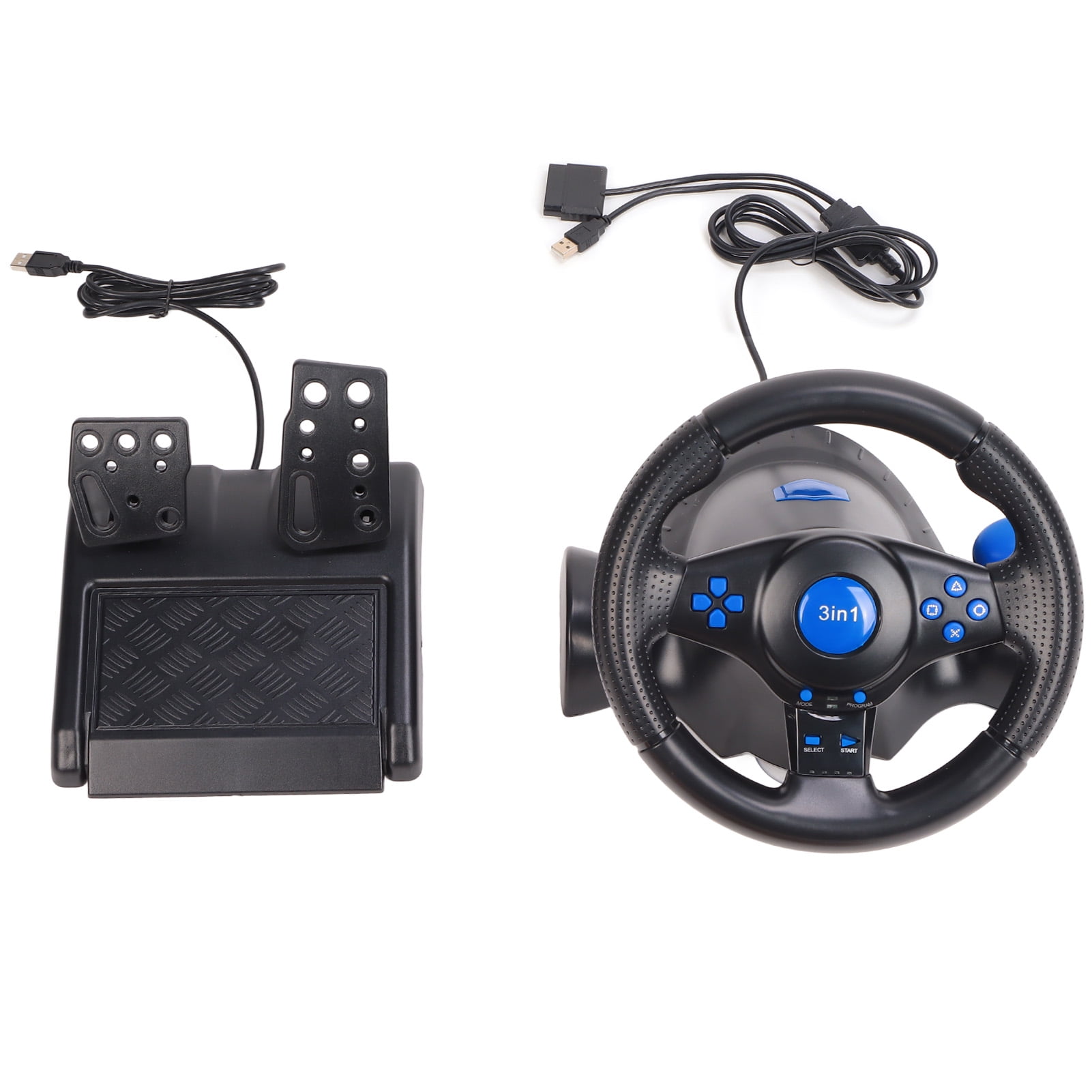 Racing Wheel, PC Gaming Racing Wheel 180 Degree Rotation 3 In 1  Multifunctional For PC 