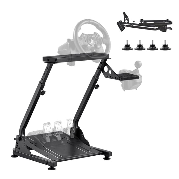 Adjustable Foldable Racing Wheel Stand Simulator Cockpit Compatible with Logitech G29 G27 G920 G923 Thrustmaster T300RS T300GT T248 TS-PC TSXW Pedals Shifter Gaming Setup Stability Base