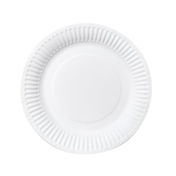 Rack 1 50PCS Disposable Party Paper Plates White DIY Baby Birthday Party Decorative Paper Dinner Plates with Sturdy Eco Friendly Biodegradable Design, 5.91 inch, White