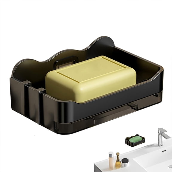 Rack 1X Soap Box + 2X Hooks + 1X Nail-Free Sticker Soap Dish for Shower Wall Mounted Soap Dish Rectangle Soap Holder Soap Dishes for Bathroom Shower Soap Dish Holder Removable