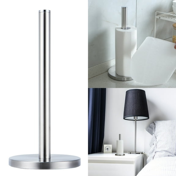 Rack 2-Tier Stainless Steel Vertical Organizer for Kitchen Living Room and Bath with Perforation-Free Paper Towel Holder and Toilet Paper Roll Storage