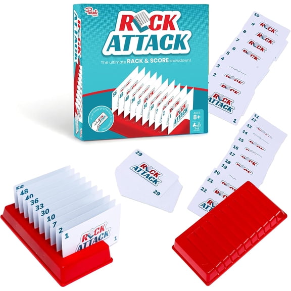 Rack Attack Strategy Board Game - Classic Sequencing & Number Card Game for Family Game Night - Ages 8+, 2-4 Players - Includes 4 Racks and 60 Numbered Cards