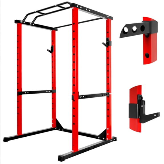 Rack Cage for Weight Training, Weight Workout Machine, Power Rack, Squat Stand Rack - Ergonomic Safety Bars Space-Saving Black Multi-Functional 1200lb Capacity for Home Training Studio