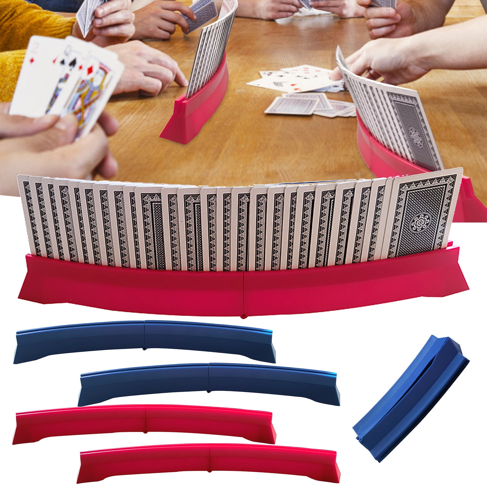 Rack Card Holders For Playing Cards Hands-Free Curved Foldable Plastic Playing  Card Holder For Kids Seniors 4 Pack 