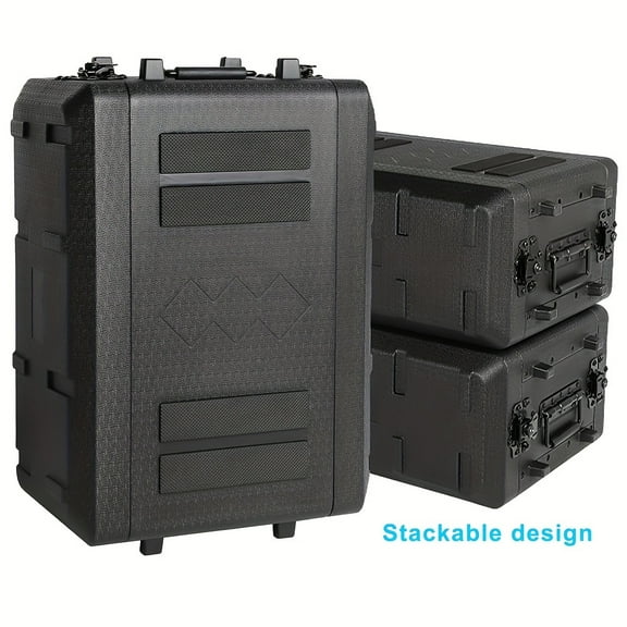 Rack Case - Watertight, Shockproof 19" Rackmount Flight Case w/Microphone Compartments, Stackable & 200lbs Load Capacity (PL-Series)