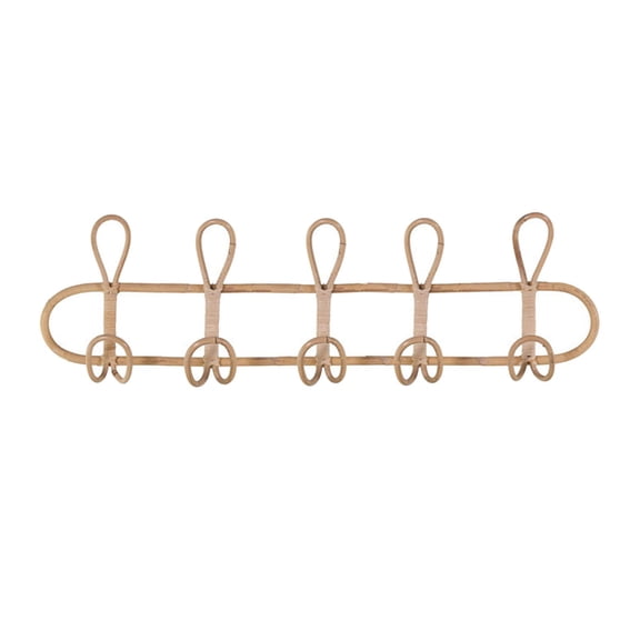 Rack Clothes Hooks Creative Simple Hanging Home Organization Hook Door Hanger Rattan Weaved for Porch Door Entryway Living Room 5 Hooks