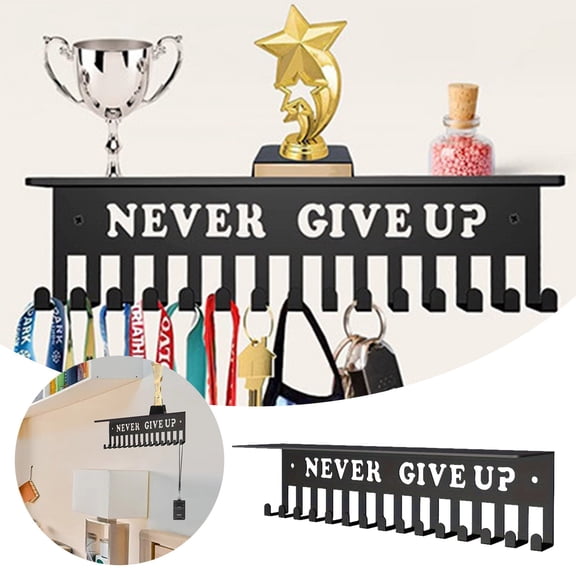 Rack Display & Trophy Holder for Boys & Girls 12 Inch Easy Install Sturdy Trophy Shelf Trophy Display Board for Showcasing and Awards -Purpose Organization, 11.82.44 inch, Black