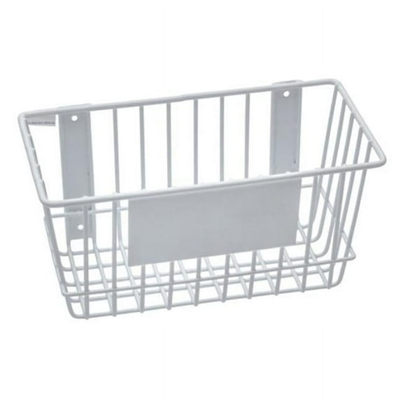 Rack'Em 9181-W Mount Anywhere White Wire Basket 12"x6"x6" with Label Plate for Your Storage and Organizational Needs.