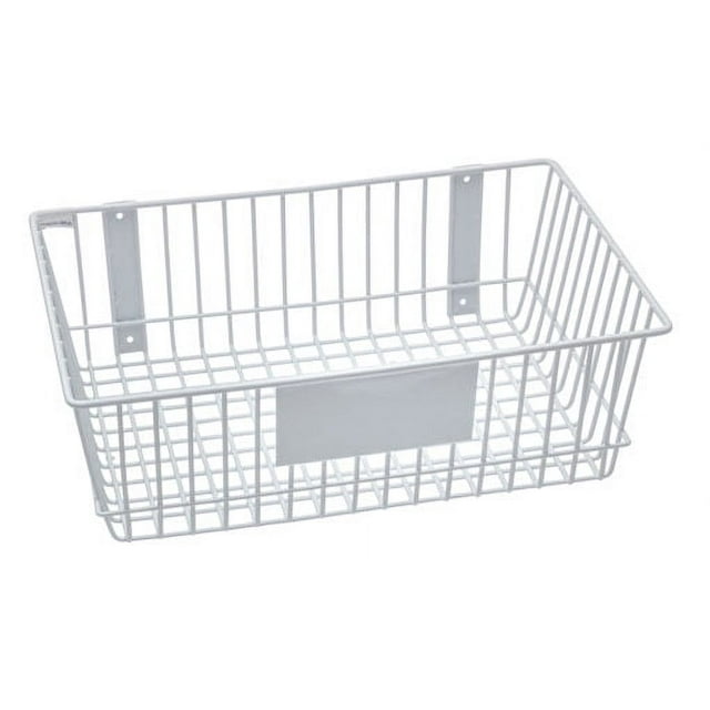Rack'Em 9185W Mount Anywhere White Wire Basket 18"x12"x6" with Label Plate for Your Storage and