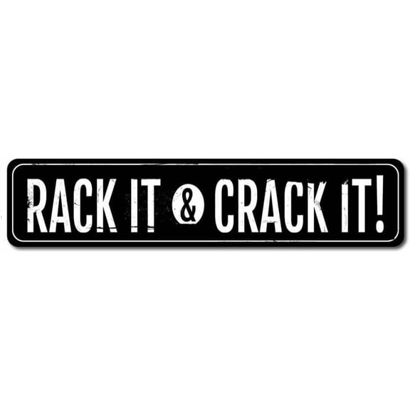 Rack It & Crack It Street Sign Metal Tin Signs, Billiards Club Wall Decor for Home Office Cafes Bar Pub Garage Hotel Vacation Decoration 16x4 Inch