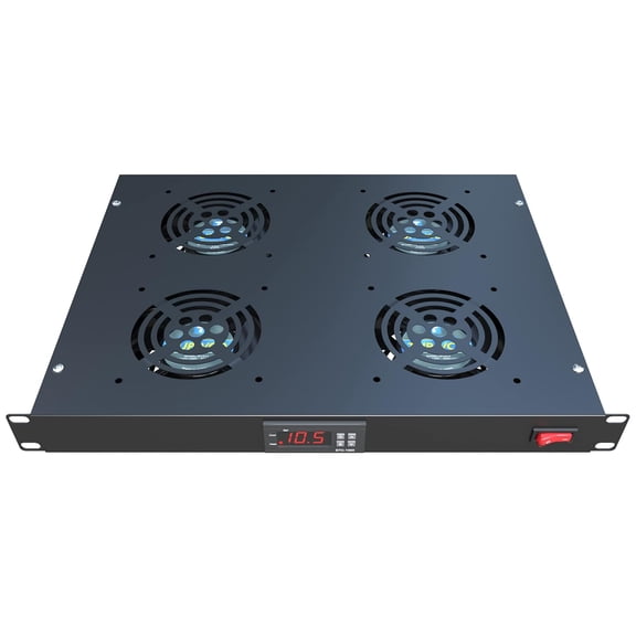 Rack Mount Fan - 4 Fans - 1U 19" Rackmount with Adjustable Temperature Control and Digital Display - TP1701