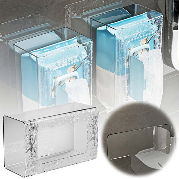 Kitchen Storage Holder - Wall Mounted Wet Wipes Dispenser for Bathroom Acrylic Tissue Organizer to Keep Wipes Fresh and Easily Accessible