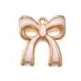 thumbnail image 1 of Rack Plating Alloy Enamel Pendants Bowknot Charm Golden Misty Rose 19.5x17.5x3mm Hole: 1.5mm Alloy+Enamel, 1 of 3
