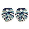 thumbnail image 1 of Rack Plating Alloy Enamel Pendants Cadmium Free & Nickel Free & Lead Free Monstera Leaf Light golden Dark Turquoise 33.5x30x1.5mm Hole: 5mm, 1 of 2