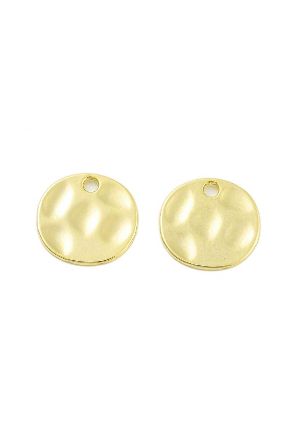 Rack Plating Alloy Pendant Electroplate Nickel Cadmium Free & Lead Free Flat Round Real 18K golden Plated 14x15x1mm Hole: 2mm