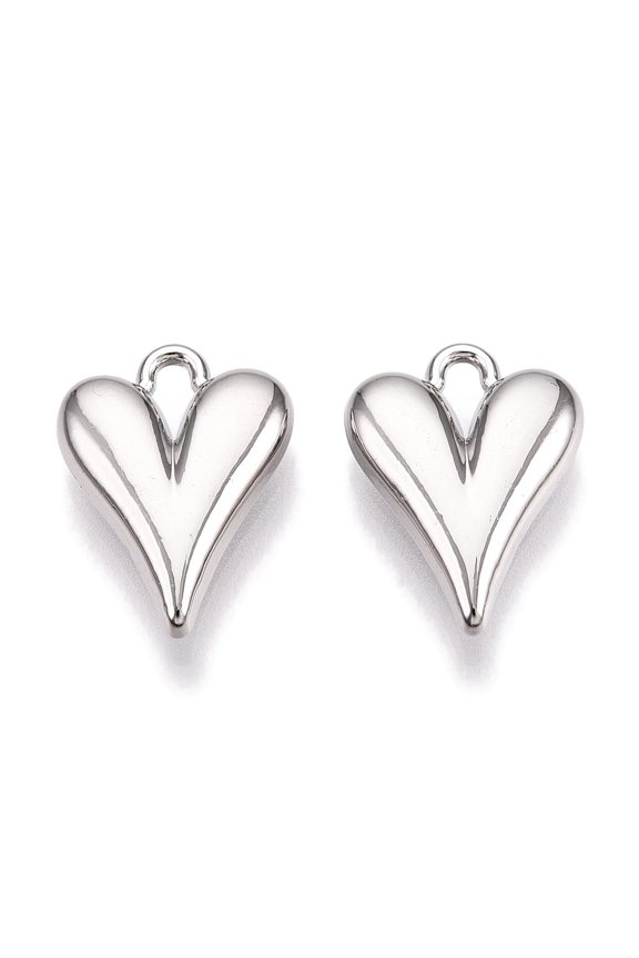 Rack Plating Alloy Pendants Heart Platinum 15x11.5x4mm Hole: 1.8mm